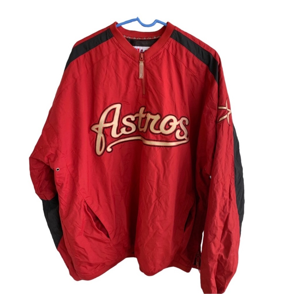 Vintage Houston Astros Jacket Authentic Collection Majestic  1/4 Zip sz Large